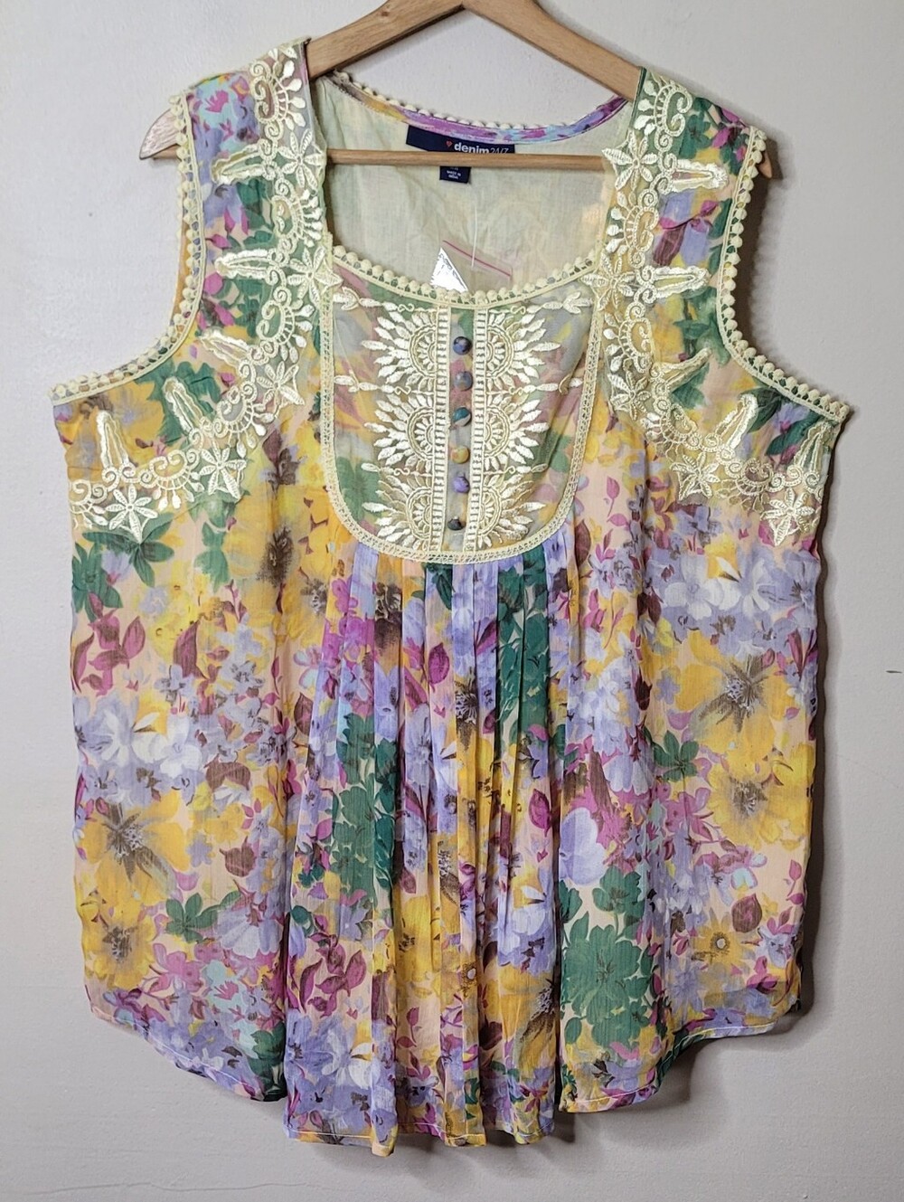 Denim 24/7 Sleeveless Babydoll Top - Picture 2 of 10